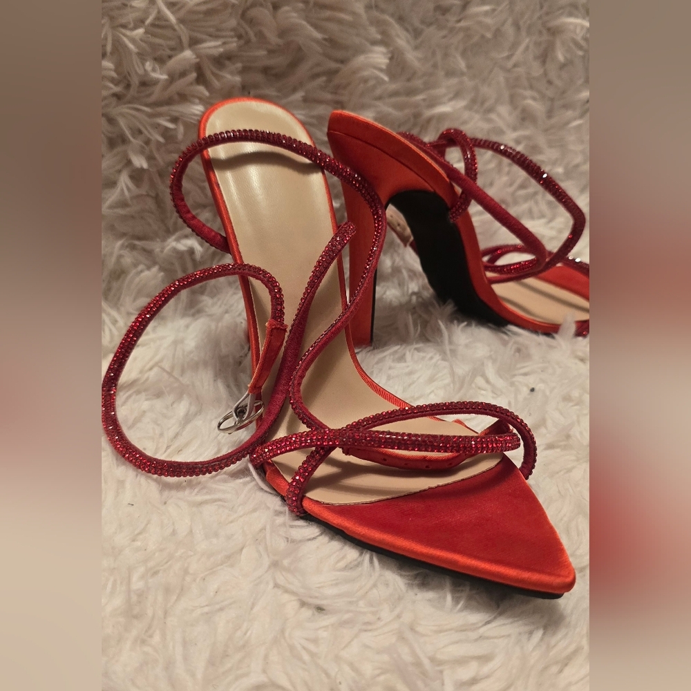 Elegant Red Strappy Women's Heels
